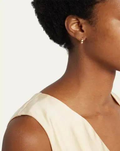 Lana 14K Yellow Gold Skinny Tag Huggie Earrings | Thumbnail 2