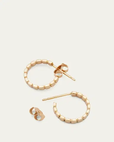 Lana 14K Yellow Gold Skinny Tag Huggie Earrings | Thumbnail 4