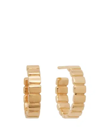 Lana 14K Yellow Gold Skinny Tag Huggie Earrings | Thumbnail 1