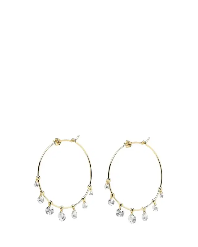Wind Chimes Hoop Earrings in 18K Gold & White Diamonds