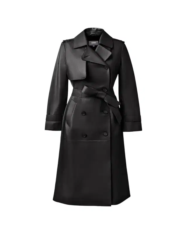 Gael Belted Leather Trench Coat