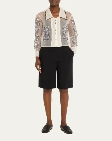 Bode Penny Geometric Floral Silk Top | Thumbnail 2