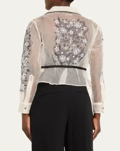 Bode Penny Geometric Floral Silk Top | Thumbnail 3