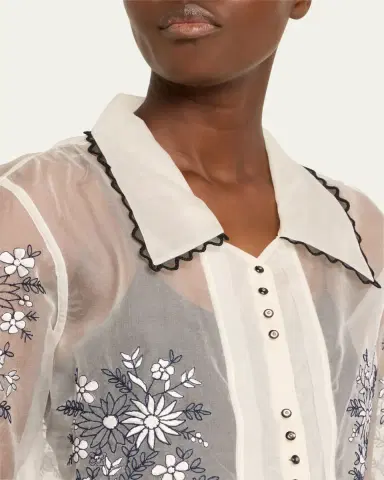 Bode Penny Geometric Floral Silk Top | Thumbnail 5