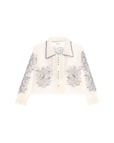 Bode Penny Geometric Floral Silk Top | Thumbnail 1