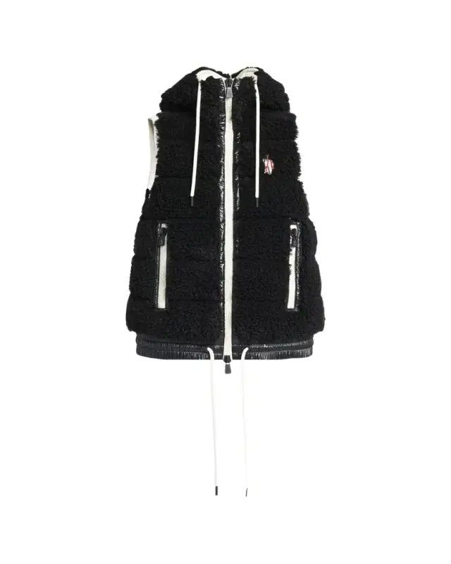 Moncler Faux Sherpa Drawstring Puffer Vest