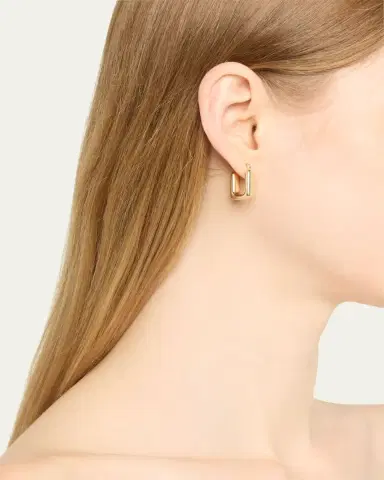 V.BELLAN 14K Yellow Gold Small Square Hoop Earrings | Thumbnail 2
