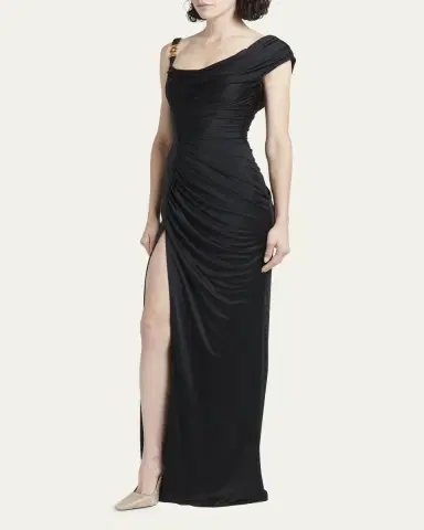 Versace Ruched Jersey Gown | Thumbnail 4