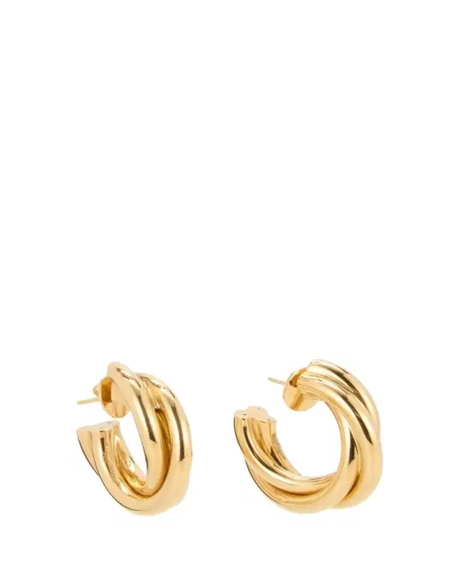 18K Yellow Gold Triple Intertwined Hoop Earrings