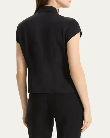 Theory Cap-Sleeve Modern Silk Georgette Blouse | Thumbnail 3 Theory Cap-Sleeve Modern Silk Georgette Blouse | Thumbnail 3