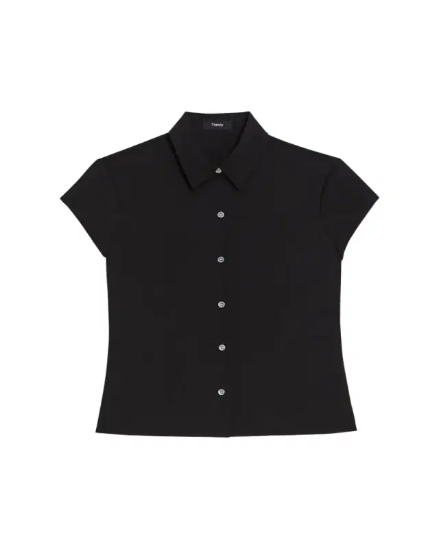 Theory Cap-Sleeve Modern Silk Georgette Blouse
