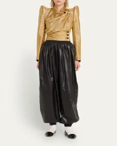 Marc Jacobs Runway High-Waist Gathered Leather Pants | Thumbnail 2