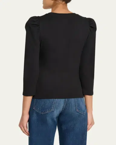 Veronica Beard Britney Puff-Sleeve Cotton Top | Thumbnail 3