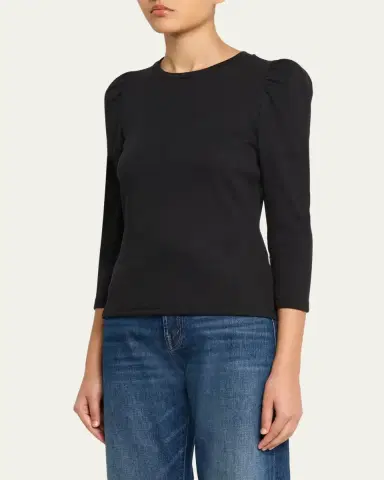 Veronica Beard Britney Puff-Sleeve Cotton Top | Thumbnail 4
