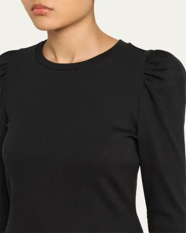 Veronica Beard Britney Puff-Sleeve Cotton Top | Thumbnail 5