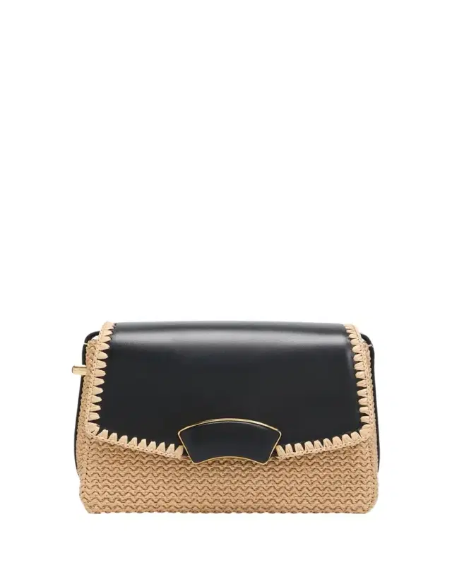 ID Flap Raffia Shoulder Bag