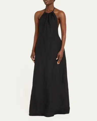 Nili Lotan Lelia Halter Backless Linen Maxi Dress | Thumbnail 4