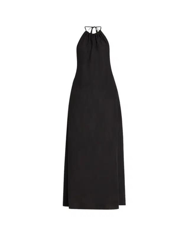 Nili Lotan Lelia Halter Backless Linen Maxi Dress