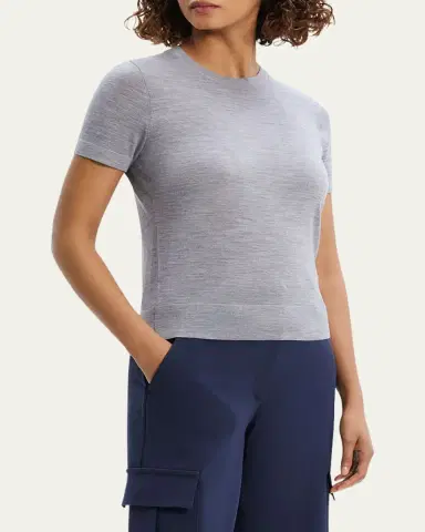 Theory Regal Merino Wool Short-Sleeve Crew T-Shirt | Thumbnail 8
