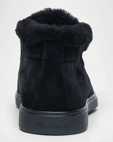 Santoni Fortune Shearling Suede Loafer Booties | Thumbnail 2