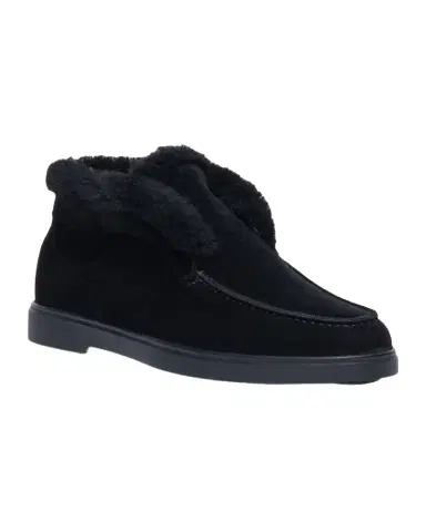 Santoni Fortune Shearling Suede Loafer Booties | Thumbnail 1