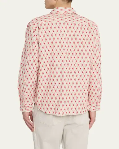 Orlebar Brown Men's Barkley Lattice Button-Down Shirt | Thumbnail 3