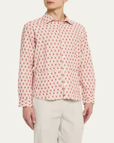 Orlebar Brown Men's Barkley Lattice Button-Down Shirt | Thumbnail 4