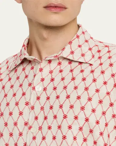 Orlebar Brown Men's Barkley Lattice Button-Down Shirt | Thumbnail 5
