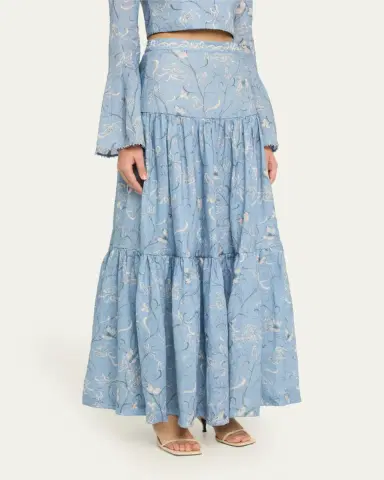 Agua by Agua Bendita Lymanopoda Anis Linen Maxi Skirt | Thumbnail 4