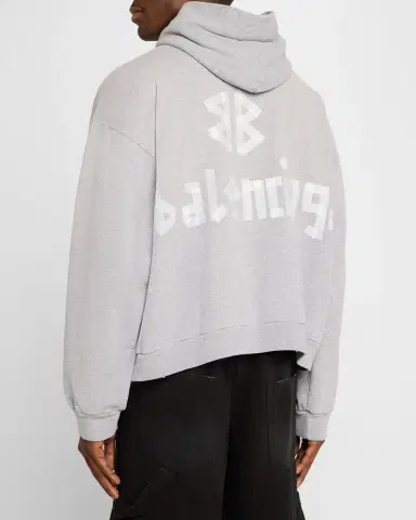 Balenciaga Men 's Ripped Pocket Hoodie | Thumbnail 2