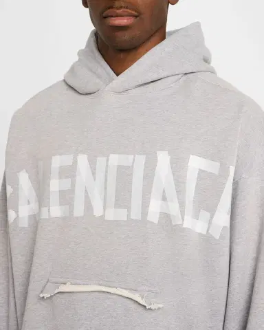 Balenciaga Men 's Ripped Pocket Hoodie | Thumbnail 4