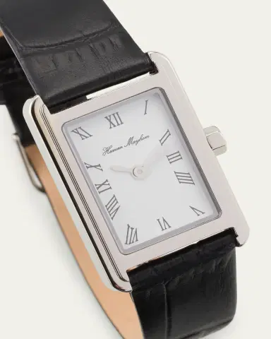 Heaven Mayhem Icon Watch with Leather Strap, Silver | Thumbnail 3