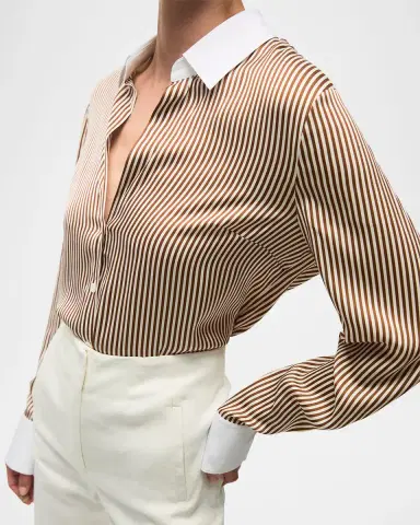 Veronica Beard Amelia Stripe Button-Front Shirt | Thumbnail 5