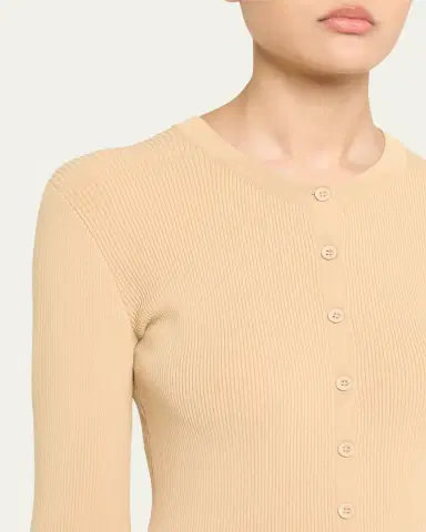 AEXAE Fine Knit Ribbed Cardigan | Thumbnail 5
