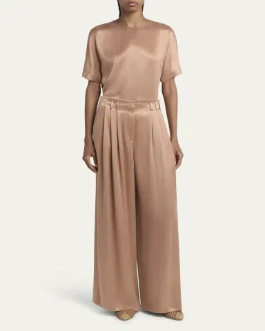 Giorgio Armani Pleated Wide Leg Viscose-Blend Trousers | Thumbnail 2 Giorgio Armani Pleated Wide Leg Viscose-Blend Trousers | Thumbnail 2