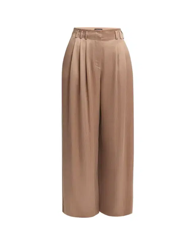 Pleated Wide Leg Viscose-Blend Trousers