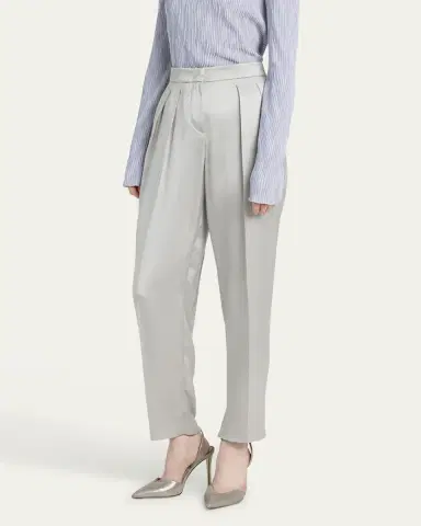 Giorgio Armani Pleated Skinny Leg Silk Trousers | Thumbnail 4 Giorgio Armani Pleated Skinny Leg Silk Trousers | Thumbnail 4