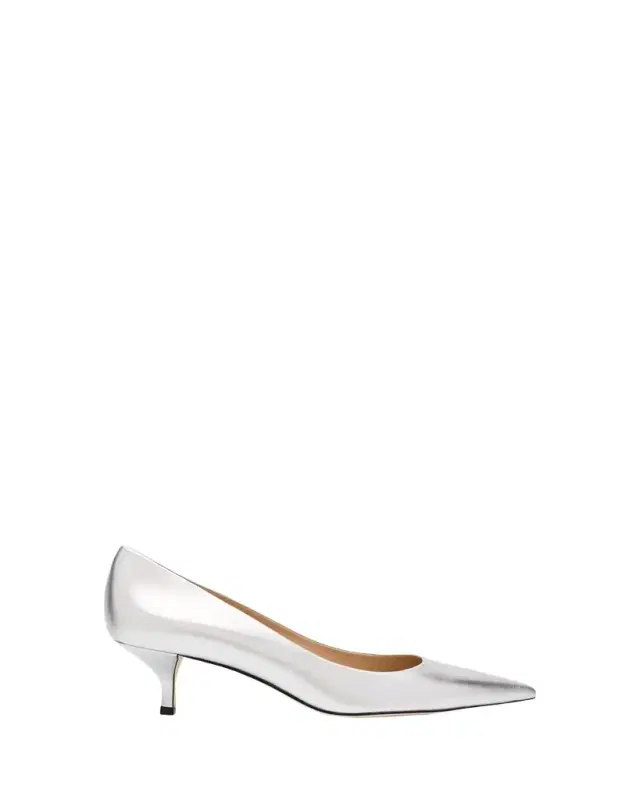 Stuart Metallic Leather Kitten-Heel Pumps