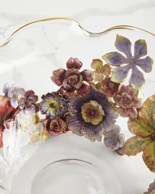 Jay Strongwater Large Bouquet Ruffle Flower Bowl