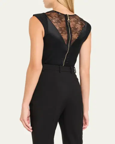 Livy Palace Quilted Satin & Floral Lace Bodysuit | Thumbnail 3 Livy Palace Quilted Satin & Floral Lace Bodysuit | Thumbnail 3