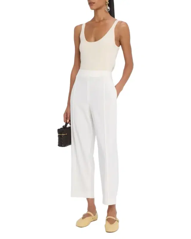 Vince Grace Mid-Rise Linen Tapered Pull-On Pants
