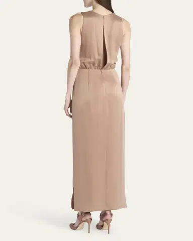 Giorgio Armani Long Crossover Back Slit Silk Dress | Thumbnail 3