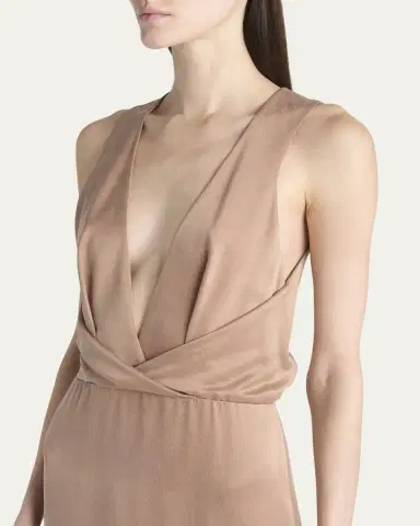 Giorgio Armani Long Crossover Back Slit Silk Dress | Thumbnail 5