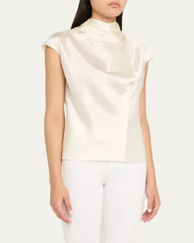 Veronica Beard Leilany Draped Silk Top | Thumbnail 4