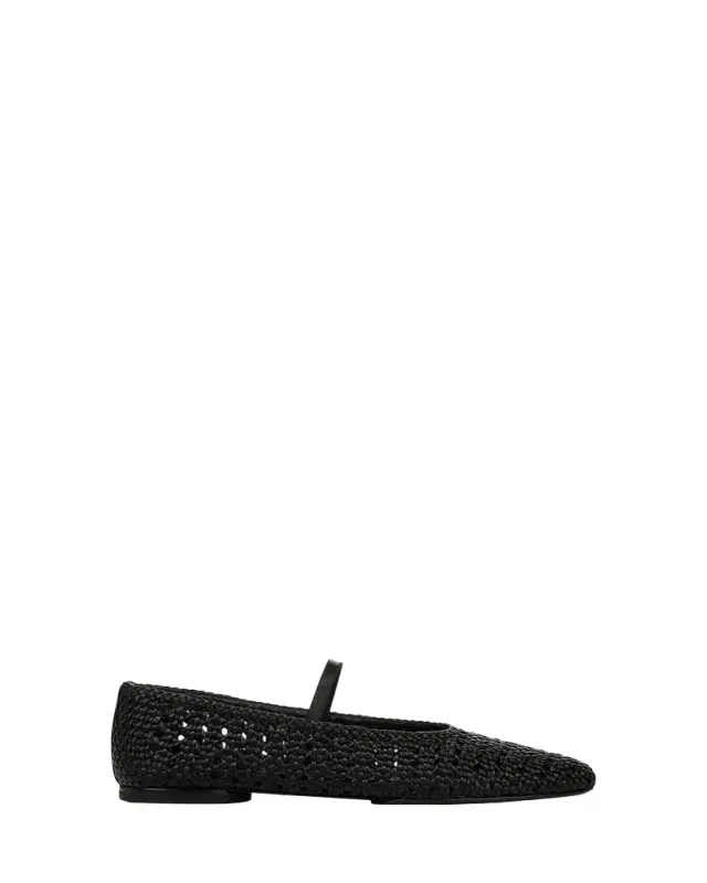 Vince Vivian Crochet Leather Mary Jane Ballerina Flats