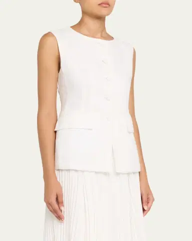 Aexae Button-Front Linen Vest | Thumbnail 4