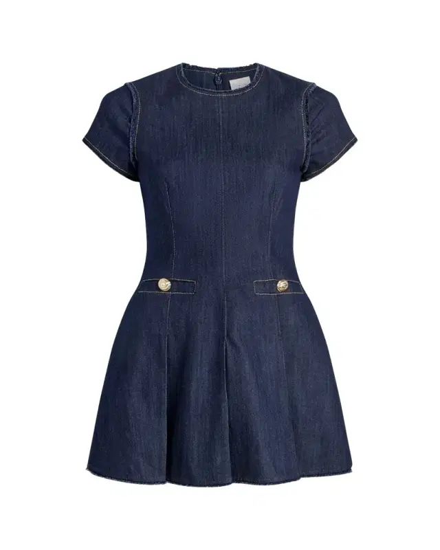 Cinq à Sept Nova Short-Sleeve Denim Mini Dress