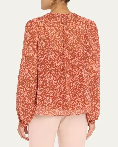Veronica Beard Calvin Printed Long-Sleeve Blouse | Thumbnail 3
