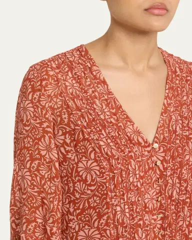 Veronica Beard Calvin Printed Long-Sleeve Blouse | Thumbnail 5