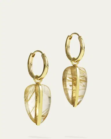 By Pariah 14K Yellow Gold Rutilated Quartz Pebble Earrings | Thumbnail 2